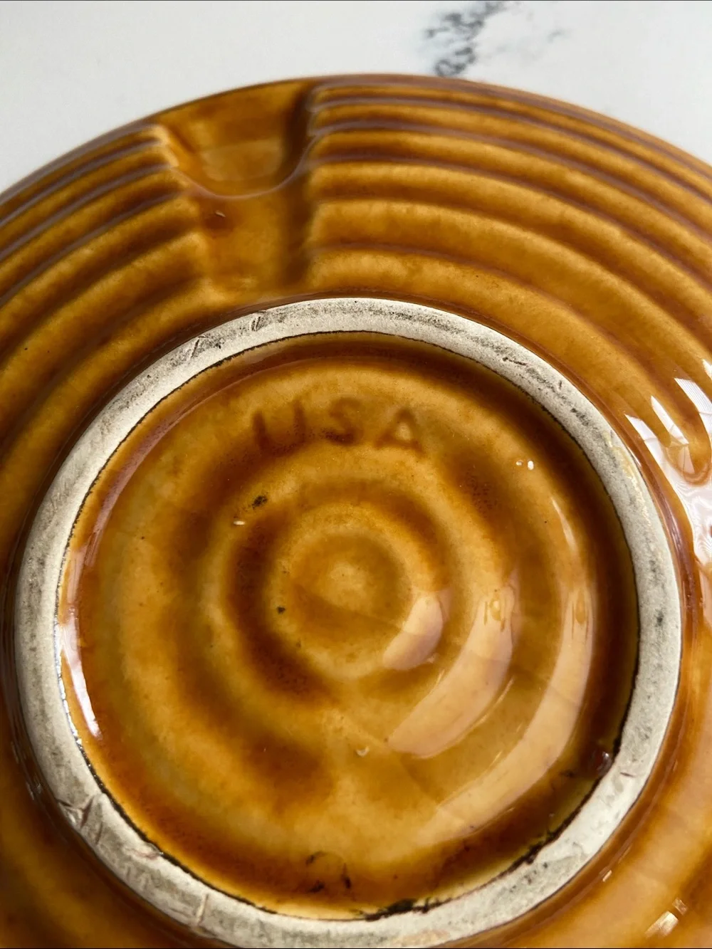 Vintage MCM USA Pottery Brown Drip Glaze Ceramic Ashtray